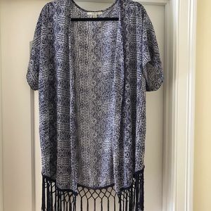 Oversized Navy Blue Tassel Kimono